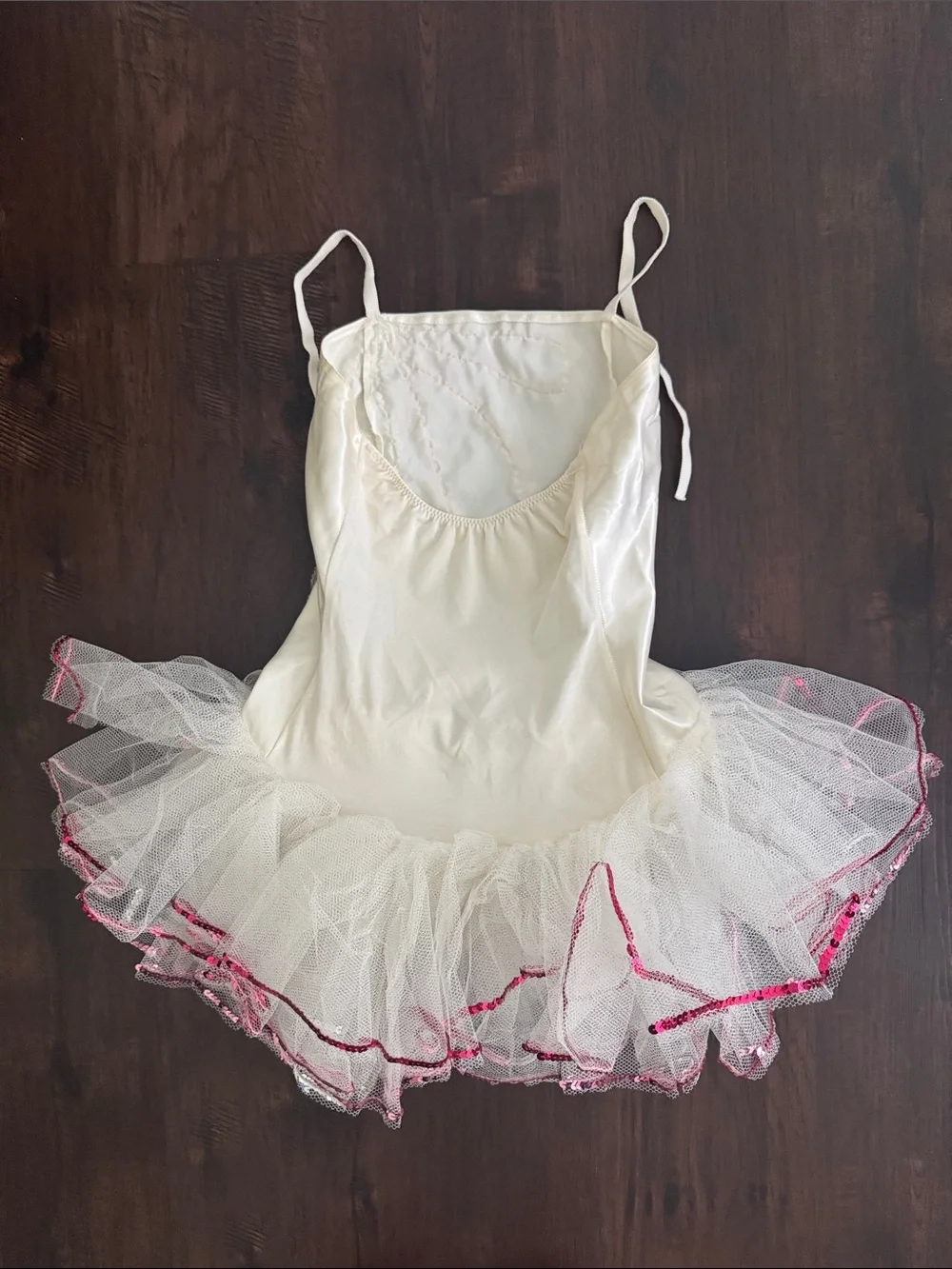 Kids Ballet Tutu Costume Dress Satin Like Pink Silver Sequins Dressup Dance Jazz